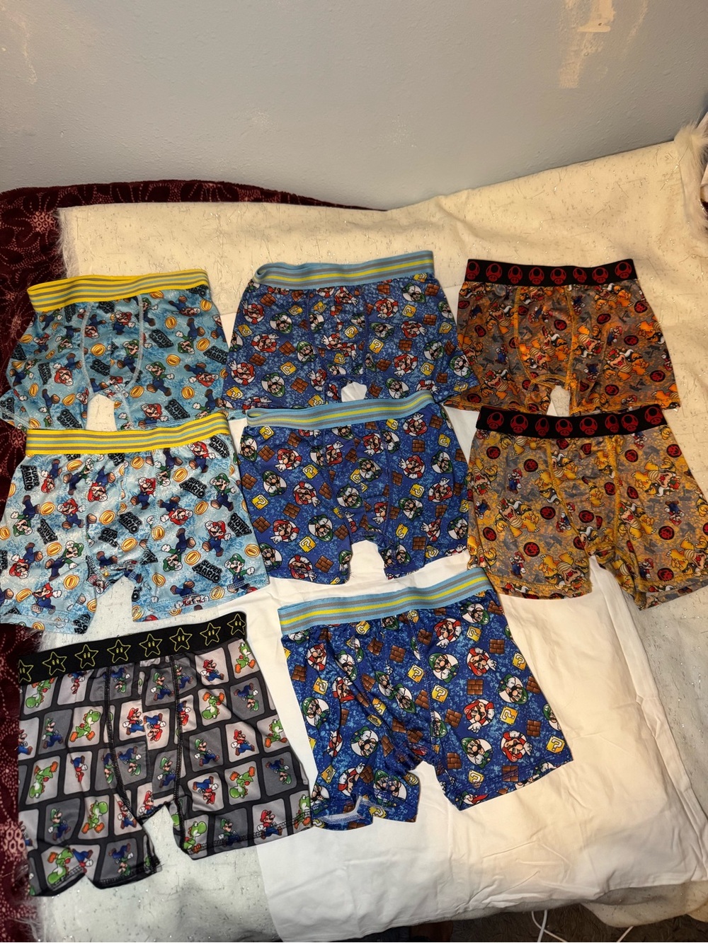 Boys' Assorted Cartoon Boxer Briefs - Blue, Orange, Light Blue, Gray. all 6